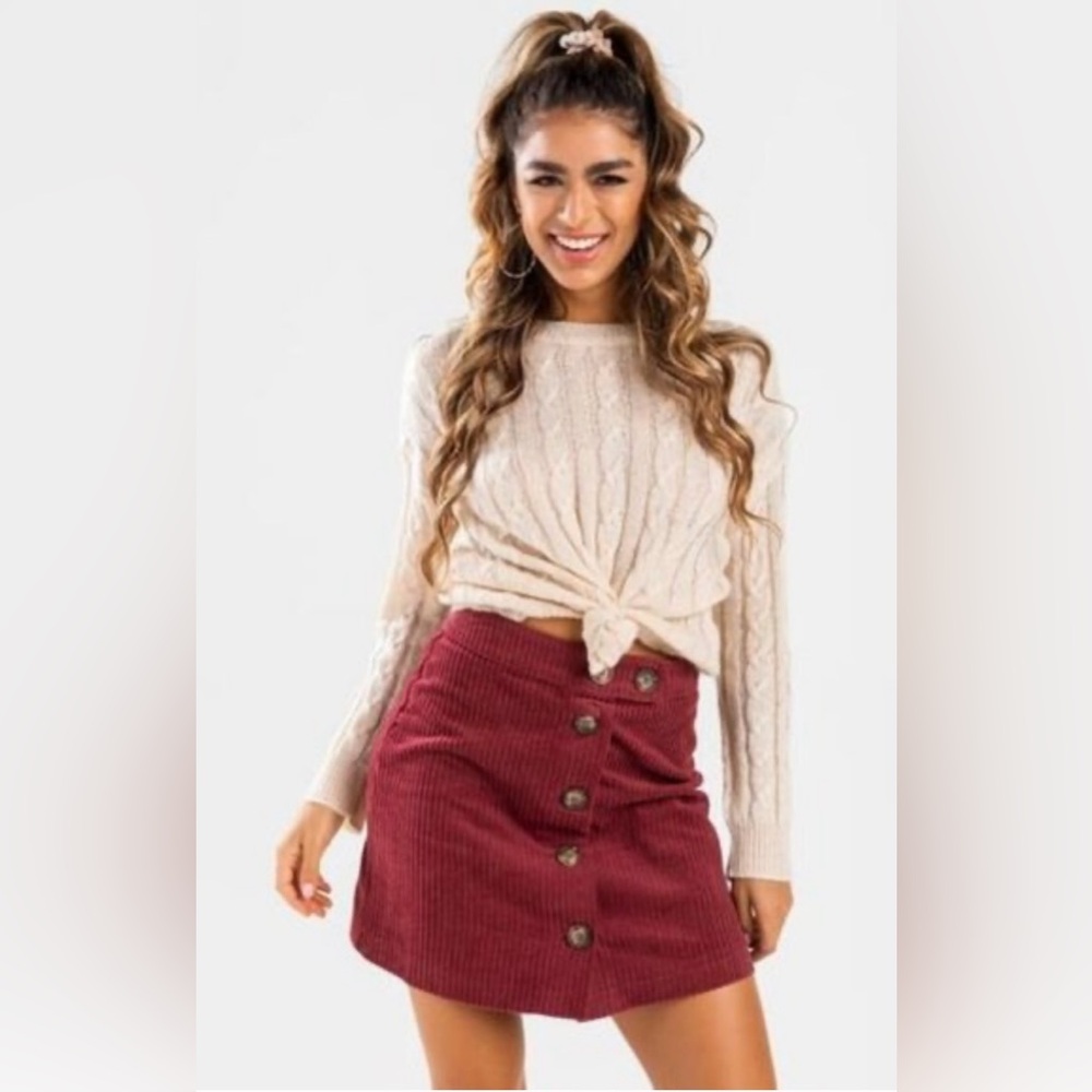 Maroon Button Up Mini Skirt | Francesca’s